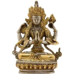  Chenrezig (Shadakshari Lokeshvara)   Brass Sculpture