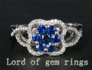 23ct Ceylon Sapphire & Diamond 14K White gold Ring ##  