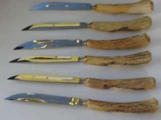 Vintage Wingen Solingen Stag Handle Knife Set Germany  