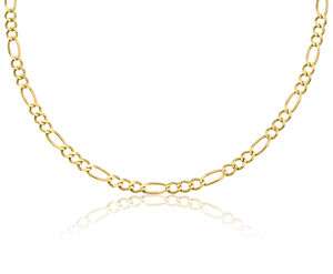 14K SOLID YG UNISEX FIGARO LINK CHAIN NECKLACE 4.0mm  