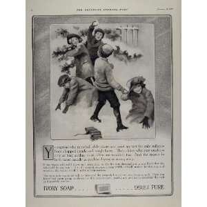 1914 Ad Ivory Soap Children Snowball Fight K. Wireman   Original Print 