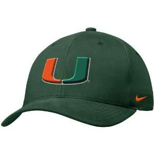  Nike Miami Hurricanes Green Swoosh Flex Fit Hat Sports 