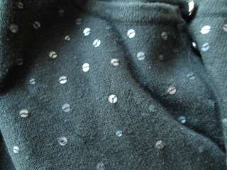 Linden Hill Ladies L Soft Cotton Black Sequined Cardigan Sweater 