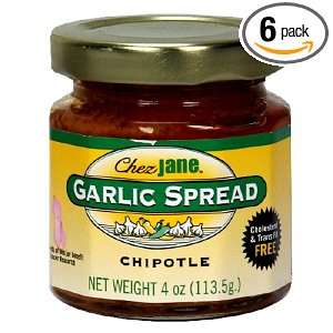 Chez Jane Garlic Spread, Chipotle, 4 Ounce Jars (Pack of 6)  
