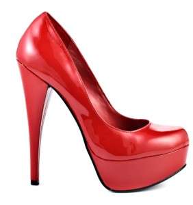 NIB New BEBE Red CHARLI Patent Platform Pumps Heels Shoes  