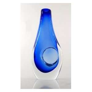    Cobalt Blue Mouthblown Sapphire Sommerso Vase 