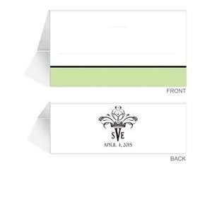  150 Personalized Place Cards   Monogram Mint Olive Crown 