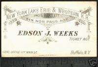RARE  1800s New York Lake Erie & Western  Ticket Agent  