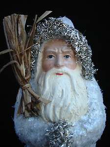 Very Primitive Silvery Mica Coat Belsnickle Santa Old world w/ Switch 