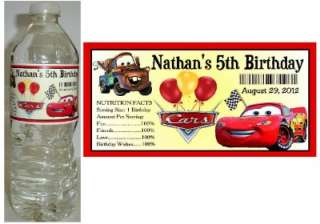 20 DISNEY CARS BIRTHDAY PARTY FAVORS ~ WATER BOTTLE LABELS  