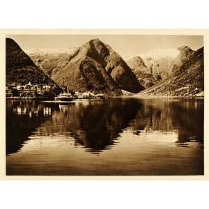   Balholm Sognefjord Fjord Norway Ship Boat Sogn   Original Photogravure