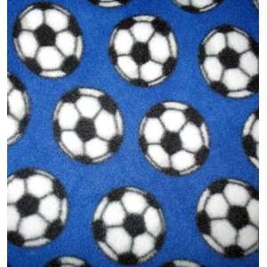  Soccer Ball on Royal Blue Fleece Throw Blanket