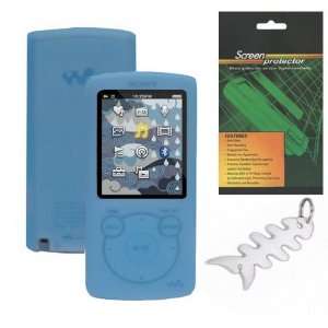 Blue Silicone Skin Case + LCD Screen Protector + Fishbone 