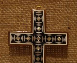 Inlaid mother of pearl Cross Handmade made of wood.
