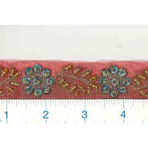  1 Wide Beaded & Sequined Ribbon Trim Red/Blue By The 