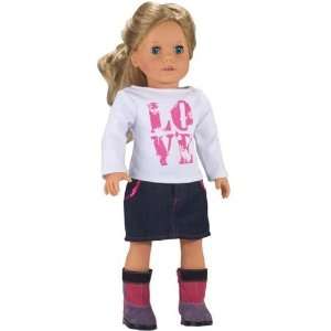 18 Inch Doll Outfit of LOVE Doll Shirt & Sequin Trim Doll 