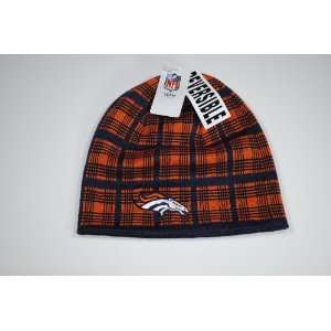 Denver Broncos Fashion Plaid Reversible Winter Hat Knit 
