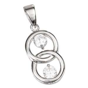  Sterling Silver Interlocked Circles Pendant with 5mm Round 
