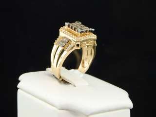   GOLD CHOCOLATE BROWN PRINCESS DIAMOND ENGAGEMENT WEDDING RING  