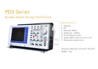 OWON Portable Digital Storage Oscilloscope PDS5022S 25HMz 100MS/s By 