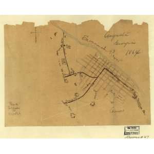  Civil War Map Plan of fortifications at Augusta, Ga.