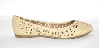   PERFORATED CUT OUT BALLET FLATS ~ SKIN COLOR ~ FAUX LEATHER ~ PROS
