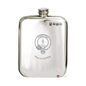  Macalister Clan Crest Pewter Hip Flask 6oz Patio, Lawn 