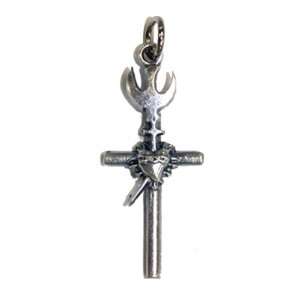    Small Crucifix   Metal Pendant with Heart Centerpiece Jewelry