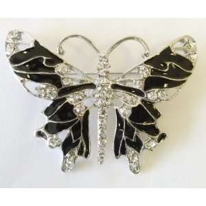  Black Crystal Butterfly Pin Jewelry