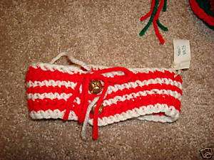 Christmas Dog Collar Red White Scrunchy 12 Hand Knitted  