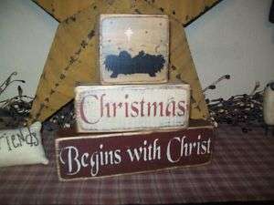 PRIMITIVE BLOCK SIGN~~CHRISTMAS BEGINS WITH CHRIST~~  