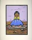 1957 silk screen gerde christoffersen indian girl on navaho rug