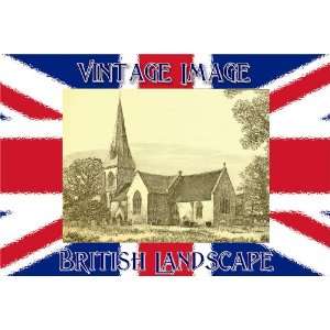   5cm Gift Tags British Landscape Steeple Claydon Church