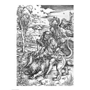  Samson slaying the lion   Poster by Albrecht Durer (18x24 