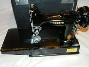 Vintage Black 1950s Singer Featherweight 221 Sewing Machine w/ extra 