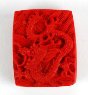 CINNABAR BEAD RED 5 LOT Square Dragon Jewelry Gift 22mm  
