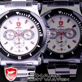 SHARK 3 Dial Date Day Steel Men Sport Quartz Watch Gift  