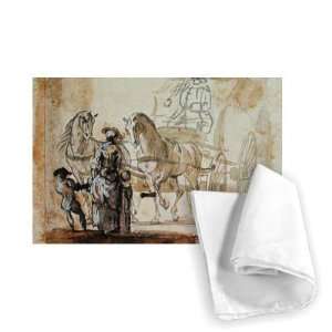  A Carriage and Pair, with Coachman (grey &   Tea Towel 