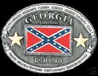civil war Georgia State Confederate Belt Buckle pewter  