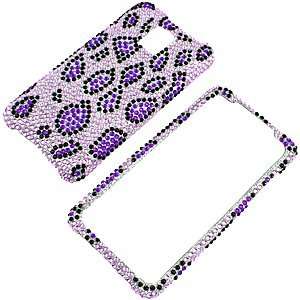   Case for T Mobile G2x, Purple Leopard Print Full Diamond Electronics