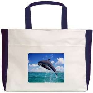 Beach Tote Navy Dolphins Singing 