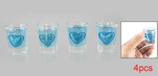 4Pcs Glass Cup Clear Blue Gel Wax Candle Light Ornament  