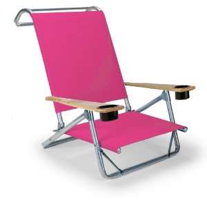   Folding Beach Arm Chair with Cup Holders, Pink Patio, Lawn & Garden