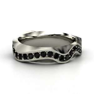  Wave Band, Sterling Silver Ring with Black Onyx Jewelry