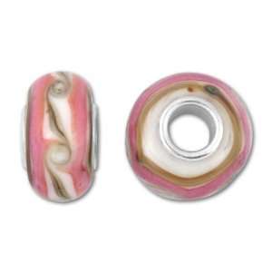   and Beige Swirl Silver Lined Lampwork Roundelle Arts, Crafts & Sewing