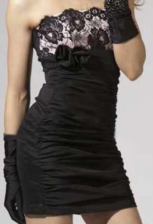   Jessica McClintock Pink Black Lace Stretch Taffeta Short Dress Size 12