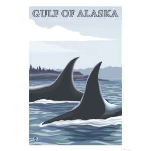  Orca Whales #1, Gulf of Alaska Giclee Poster Print, 30x40 