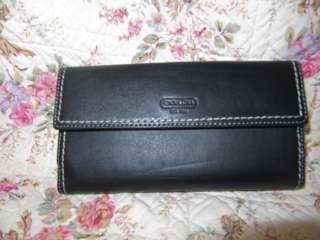 COACH BLACK LEATHER CHECKBOOK WALLET 43606 NWT  