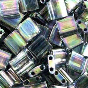   Transparent Grey Rainbow Luster Tila Beads Tube Arts, Crafts & Sewing
