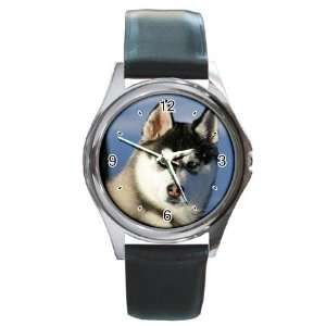 Siberian Husky Puppy Dog 2 Round Leather Watch CC0629 